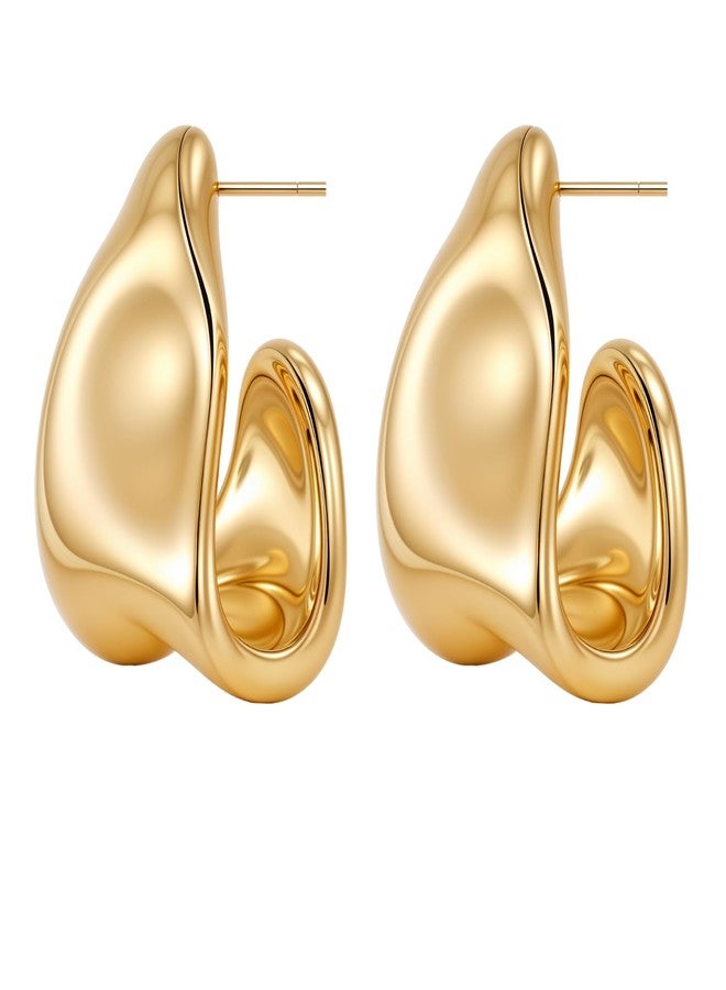 HighSpark Gold Chunky Stud Earrings for Women | 18k Gold Plated Statement Hypoallergenic Earrings | Jewelry Gift - Image 1